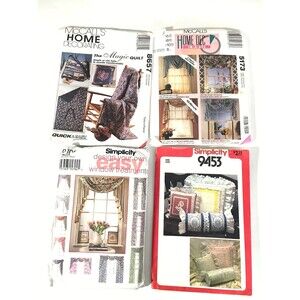 Sewing Patterns Mixed 4 Lot Home Decor Pillows Curtains Throws New Uncut A18